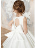 Ivory Satin Simple Keyhole Back Flower Girl Dress